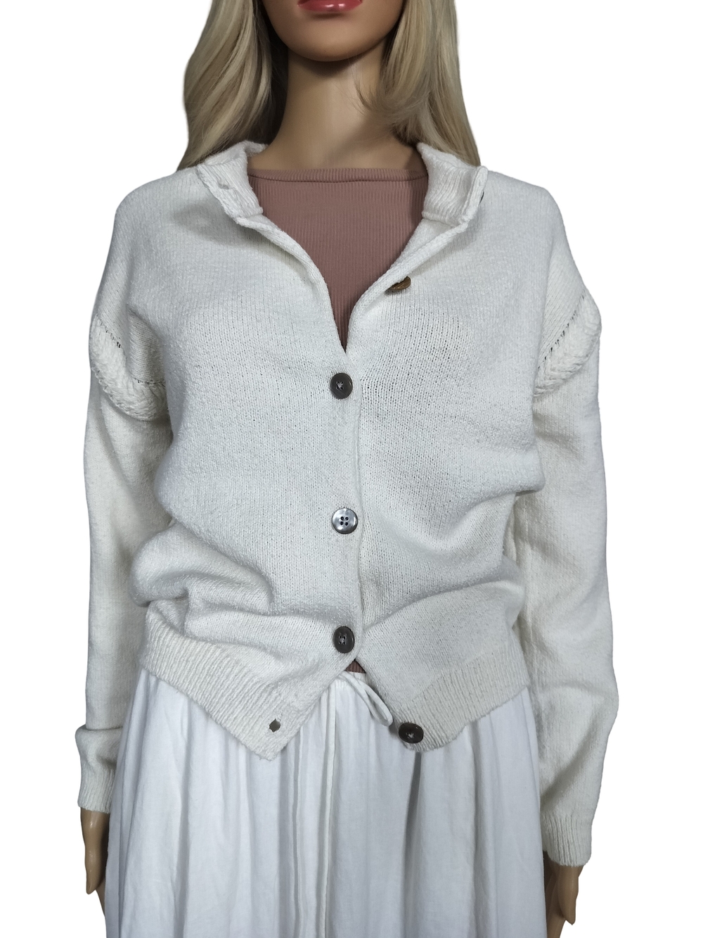 White Button-Up Women's Knit Cardigan Sweater Size XS NWT
